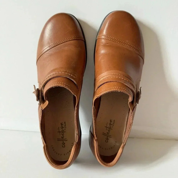 Clarks loafers brown leather  size 9m - Picture 6 of 8